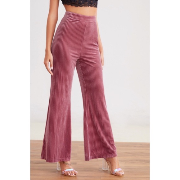 ribbed velvet flared pants